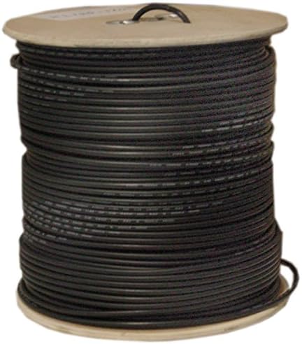 Коаксиален кабел ACL 1000 Фута 18 AWG с Четырехъядерным екран RG6, Плътен Жило, Спирала, Черен, 1 Опаковка