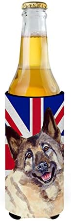 Carolin's Treasures LH9495MUK Норвежки Elkhound с английски флаг Union Jack, британски флаг, Ултра Обнимающий за тънки кутии, Обнимающий Ръкав за охлаждане на Консерви, Може да се Пере в м